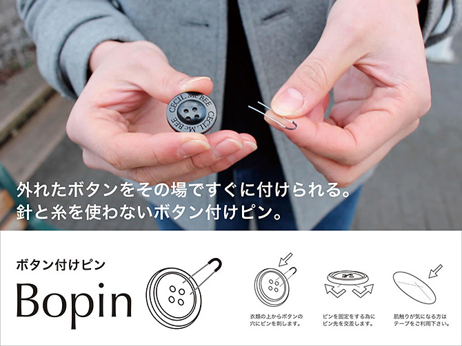 ボタン付けピン Bopin