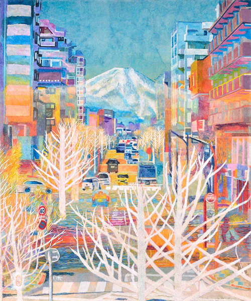 突き当たりに富士山