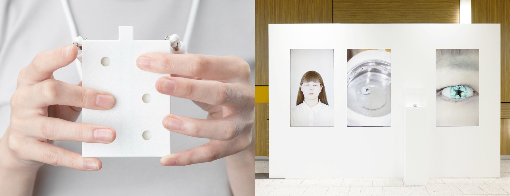 「TOKYO MIDTOWN AWARD 2025」 左:デザインコンペ グランプリ 大井はるか「BRAILLE PARROTER」、右:アートコンペ グランプリ リブ「My Gaze, My Choice.」