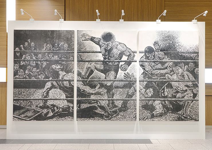 プロレス版画 ─ 見立て兄川大合戦之図 ─